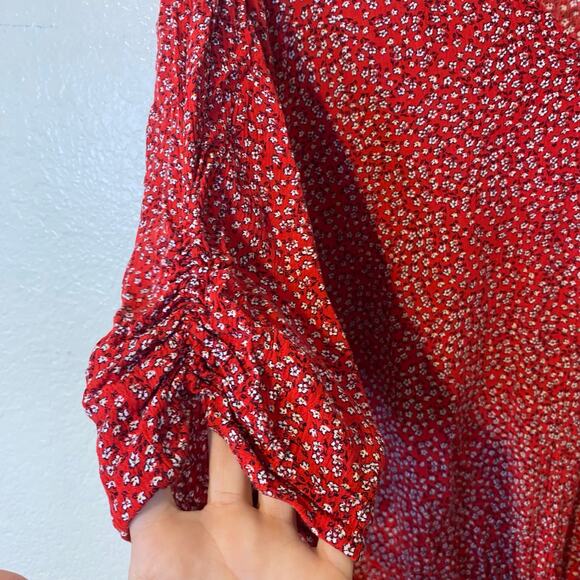 1 State Red Floral Blouse Plus Size 3X - Picture 5 of 8